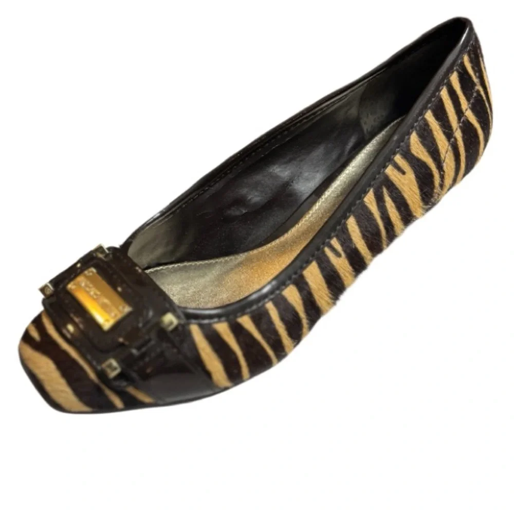 ANTONIO MELANI Brown & Tan Zebra-Print Horse Hair Ballet Flat w/Buckle Size 6 - Picture 11 of 11